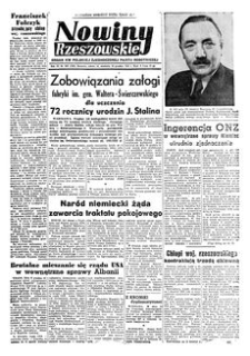 Nowiny Rzeszowskie : organ KW Polskiej Zjednoczonej Partii Robotniczej. 1951, R. 3, nr 324 (15-16 grudnia)