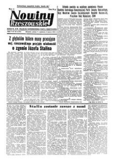 Nowiny Rzeszowskie : organ KW Polskiej Zjednoczonej Partii Robotniczej. 1953, R. 5, nr 58 (7-8 marca)