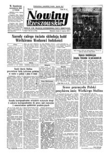 Nowiny Rzeszowskie : organ KW Polskiej Zjednoczonej Partii Robotniczej. 1953, R. 5, nr 61 (11 marca)