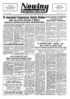 Nowiny Rzeszowskie : organ KW Polskiej Zjednoczonej Partii Robotniczej. 1952, R. 4, nr 267 (8-9 listopada)