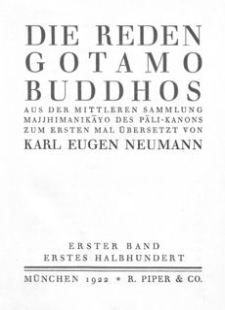 Die Reden Gotamo Buddhos. Bd. 1