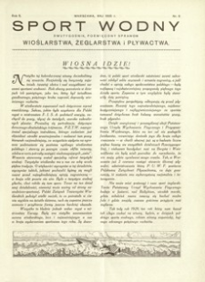 Sport Wodny : dwutygodnik, poświęcony sprawom wioślarstwa, żeglarstwa i pływactwa. 1929, R. 5, nr 8 (maj)