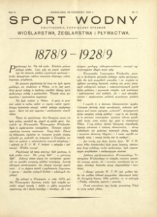 Sport Wodny : dwutygodnik, poświęcony sprawom wioślarstwa, żeglarstwa i pływactwa. 1929, R. 5, nr 11 (czerwiec)
