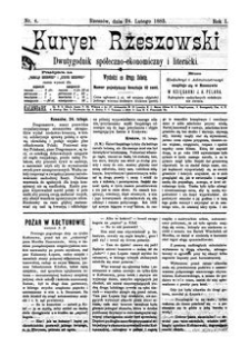 Kuryer Rzeszowski : dwutygodnik spółeczno-ekonomiczny i literacki. 1883, R. 1, nr 4 (24 lutego)