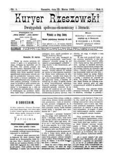 Kuryer Rzeszowski : dwutygodnik spółeczno-ekonomiczny i literacki. 1883, R. 1, nr 5 (10 marca)
