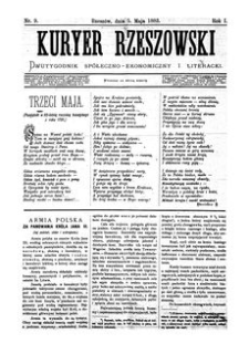 Kuryer Rzeszowski : dwutygodnik spółeczno-ekonomiczny i literacki. 1883, R. 1, nr 9 (5 maja)