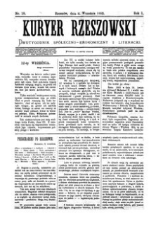 Kuryer Rzeszowski : dwutygodnik spółeczno-ekonomiczny i literacki. 1883, R. 1, nr 18 (8 września)