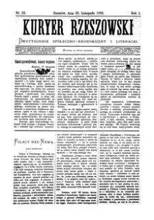 Kuryer Rzeszowski : dwutygodnik spółeczno-ekonomiczny i literacki. 1883, R. 1, nr 23 (18 listopada)