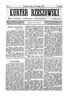 Kuryer Rzeszowski : dwutygodnik spółeczno-ekonomiczny i literacki. 1884, R. 2, nr 3 (10 lutego)