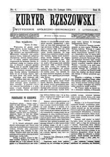Kuryer Rzeszowski : dwutygodnik spółeczno-ekonomiczny i literacki. 1884, R. 2, nr 4 (24 lutego)