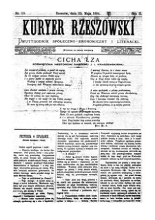 Kuryer Rzeszowski : dwutygodnik spółeczno-ekonomiczny i literacki. 1884, R. 2, nr 10 (25 maja)