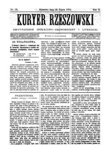 Kuryer Rzeszowski : dwutygodnik spółeczno-ekonomiczny i literacki. 1884, R. 2, nr 13 (13 lipca)