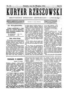 Kuryer Rzeszowski : dwutygodnik spółeczno-ekonomiczny i literacki. 1884, R. 2, nr 18 (28 września)