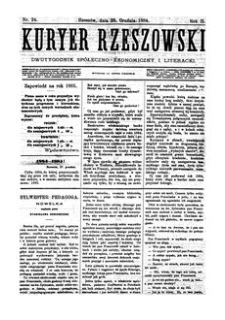 Kuryer Rzeszowski : dwutygodnik spółeczno-ekonomiczny i literacki. 1884, R. 2, nr 24 (28 grudnia)