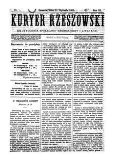 Kuryer Rzeszowski : dwutygodnik spółeczno-ekonomiczny i literacki. 1885, R. 3, nr 1 (11 stycznia)