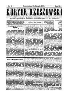 Kuryer Rzeszowski : dwutygodnik spółeczno-ekonomiczny i literacki. 1885, R. 3, nr 2 (25 stycznia)