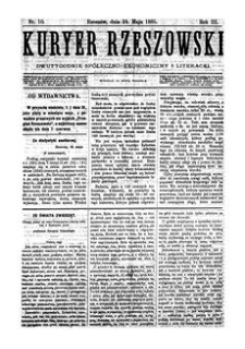 Kuryer Rzeszowski : dwutygodnik spółeczno-ekonomiczny i literacki. 1885, R. 3, nr 10 (24 maja)
