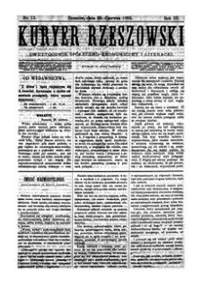 Kuryer Rzeszowski : dwutygodnik spółeczno-ekonomiczny i literacki. 1885, R. 3, nr 12 (28 czerwca)