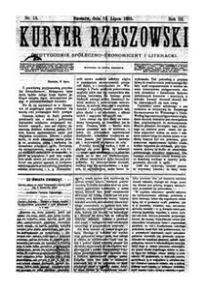 Kuryer Rzeszowski : dwutygodnik spółeczno-ekonomiczny i literacki. 1885, R. 3, nr 13 (12 lipca)