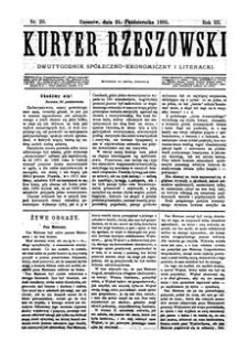Kuryer Rzeszowski : dwutygodnik spółeczno-ekonomiczny i literacki. 1885, R. 3, nr 20 (25 października)