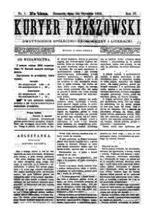 Kuryer Rzeszowski : dwutygodnik spółeczno-ekonomiczny i literacki. 1886, R. 4, nr 1 (10 stycznia)