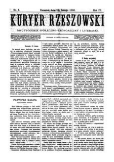 Kuryer Rzeszowski : dwutygodnik spółeczno-ekonomiczny i literacki. 1886, R. 4, nr 3 (14 lutego)