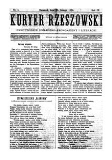Kuryer Rzeszowski : dwutygodnik spółeczno-ekonomiczny i literacki. 1886, R. 4, nr 4 (28 lutego)