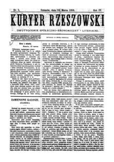 Kuryer Rzeszowski : dwutygodnik spółeczno-ekonomiczny i literacki. 1886, R. 4, nr 5 (14 marca)