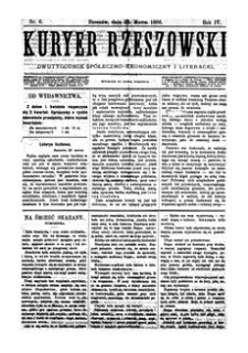 Kuryer Rzeszowski : dwutygodnik spółeczno-ekonomiczny i literacki. 1886, R. 4, nr 6 (28 marca)