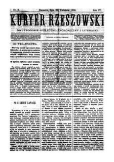 Kuryer Rzeszowski : dwutygodnik spółeczno-ekonomiczny i literacki. 1886, R. 4, nr 8 (25 kwietnia)