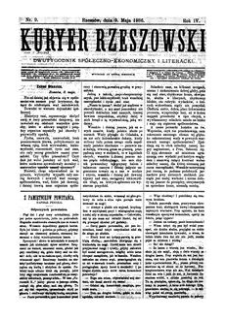 Kuryer Rzeszowski : dwutygodnik spółeczno-ekonomiczny i literacki. 1886, R. 4, nr 9 (9 maja)