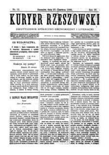 Kuryer Rzeszowski : dwutygodnik spółeczno-ekonomiczny i literacki. 1886, R. 4, nr 12 (27 czerwca)