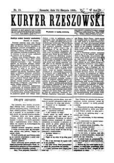 Kuryer Rzeszowski. 1886, R. 4, nr 19 (15 sierpnia)