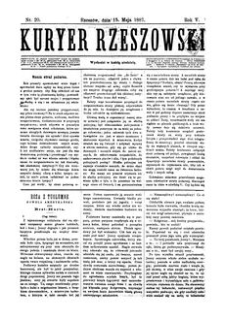 Kuryer Rzeszowski. 1887, R. 5, nr 20 (15 maja)
