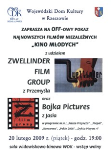 OFF-owy pokaz najnowszych filmów niezależnych „Kino Młodych” z udziałem Zwellinder Film Group z Przemyśla i Bojka Pictures z Jasła [Plakat]