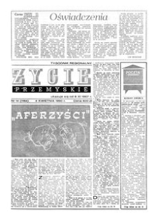 Życie Przemyskie : tygodnik regionalny. 1990, R. 24, nr 14 (1162) (4 kwietnia)