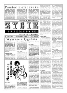Życie Przemyskie : tygodnik regionalny. 1990, R. 24, nr 34 (1182) (22 sierpnia)