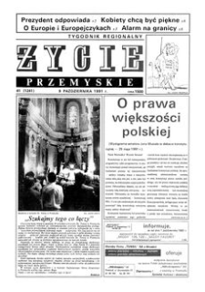 Życie Przemyskie : tygodnik regionalny. 1991, R. 25, nr 41 (1241) (9 października)