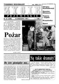 Życie Przemyskie : tygodnik regionalny. 1992, R. 26, nr 37 (1289) (16 września)