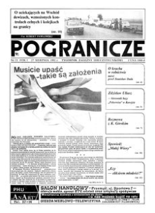 Pogranicze : tygodnik zależny (od czytelników). 1991, R. 1, nr 13 (27 sierpnia)