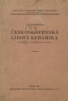 Československá lidová keramika : příspěvky k soubornému studiu