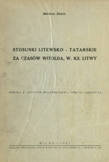 Stosunki litewsko-tatarskie za czasów Witolda, w. ks. Litwy