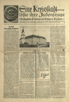 Eine Kreisstadt löste ihre Judenfrage Wirtschaftliche Probleme und Erfolge in Rzeszow : Sonderbeilage der „Krakauer Zeintung” zur Tagung der Leiter der Wirtschafts Abteilungen bei den Kreishauptmannschaften am 6. und 7. März 1941