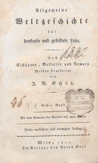 Allgemeine Weltgeschichte für denkende und gebildete Leser : nach Eichhorns, Gallettis und Remers Werken. Bd. 1