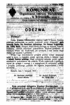 Komunikat Organizacyi Obrony Narodowej w Rzeszowie. 1918, nr 2 (2 listopada)