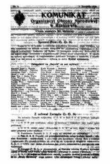 Komunikat Organizacyi Obrony Narodowej w Rzeszowie. 1918, nr 5 (7 listopada)