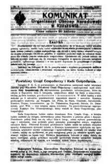 Komunikat Organizacyi Obrony Narodowej w Rzeszowie. 1918, nr 6 (9 listopada)