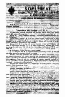 Komunikat Organizacyi Obrony Narodowej w Rzeszowie. 1918, nr 7 (12 listopada)