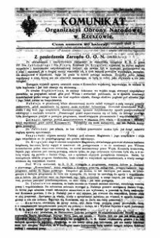 Komunikat Organizacyi Obrony Narodowej w Rzeszowie. 1918, nr 9 (21 listopada)