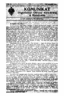 Komunikat Organizacyi Obrony Narodowej w Rzeszowie. 1918, nr 10 (24 listopada)